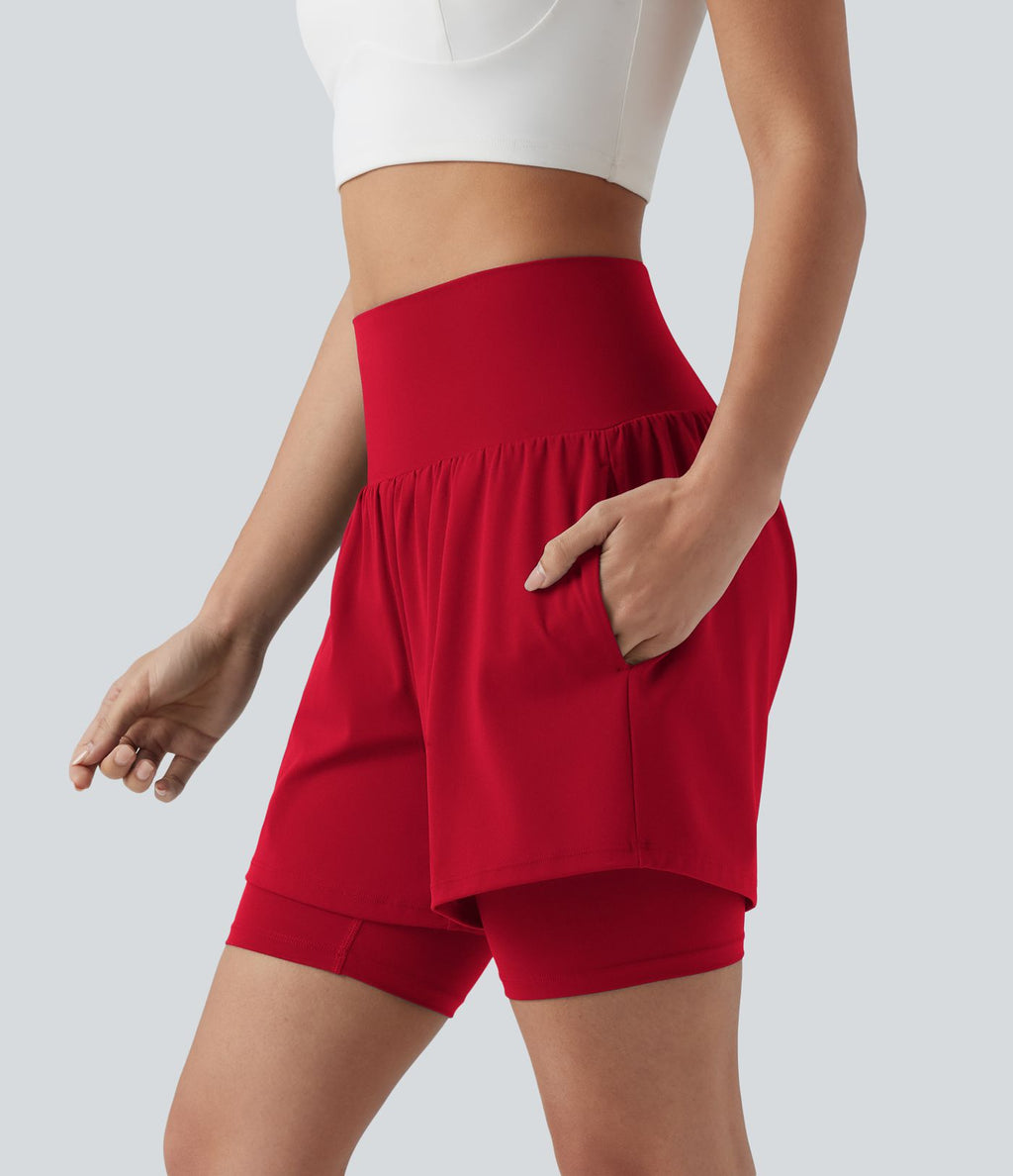 Short de yoga SoftlyZero™ Airy 2-en-1 taille ultra-haute effet frais InstantCool 17,5 cm avec poches