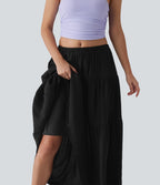 Jupe maxi fluide taille mi-haute
