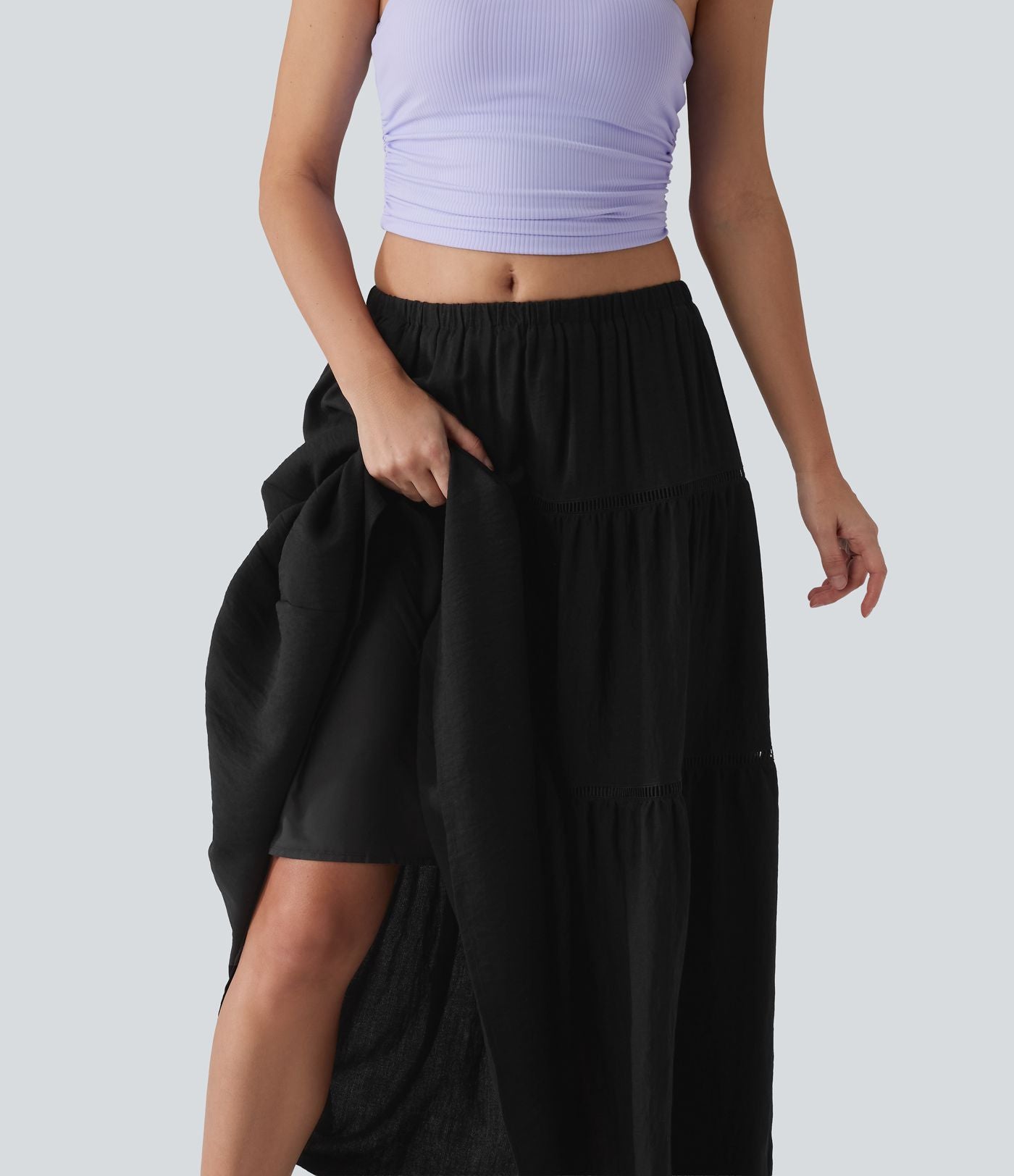 Jupe maxi fluide taille mi-haute