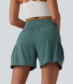 Short de sport SoftlyZero™ Airy taille haute gainant et rafraîchissant 2 en 1, 12,5 cm, avec poches