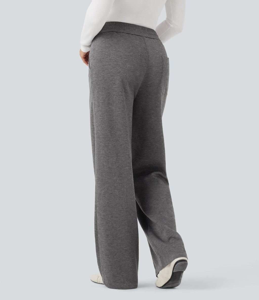 Pantalon tailleur droit taille haute avec poches