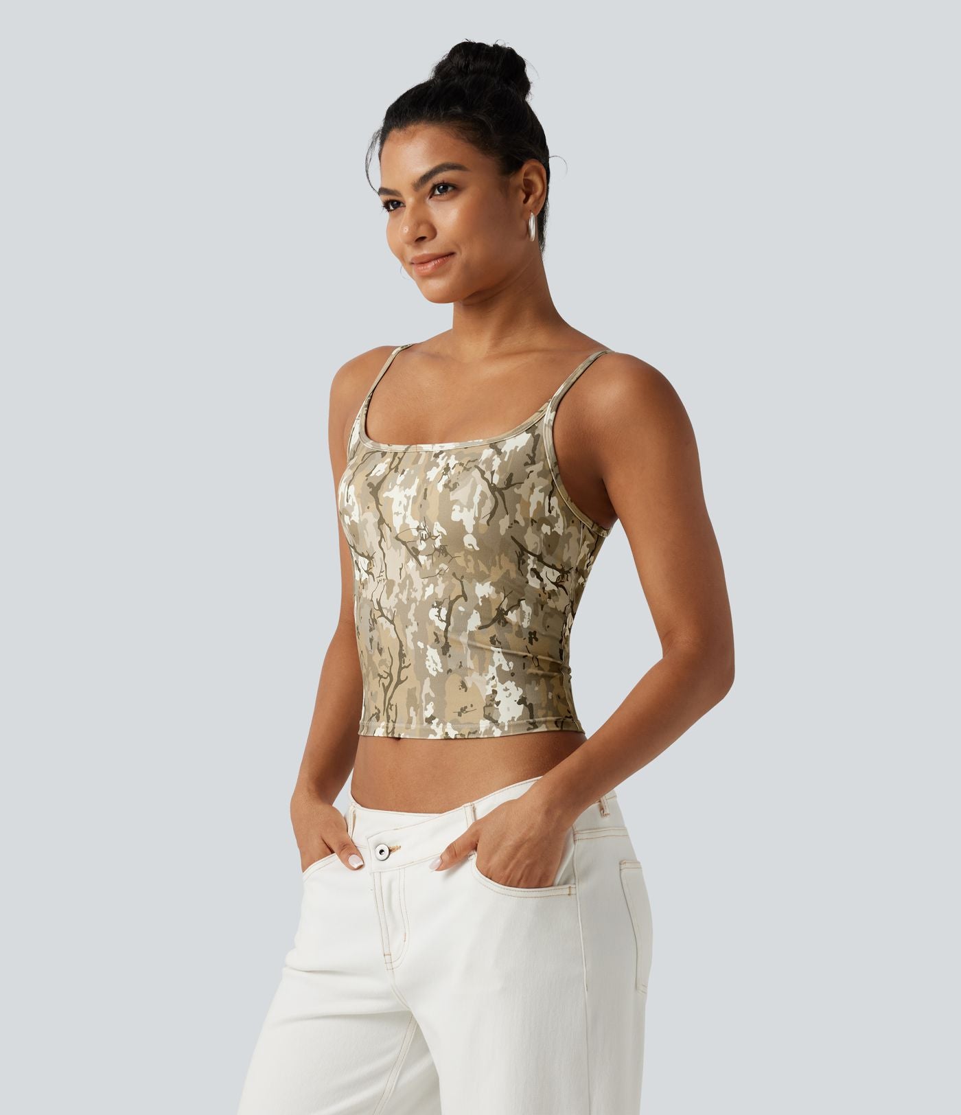 Débardeur décontracté Halara UltraSculpt™ imprimé camouflage avec soutien-gorge intégré