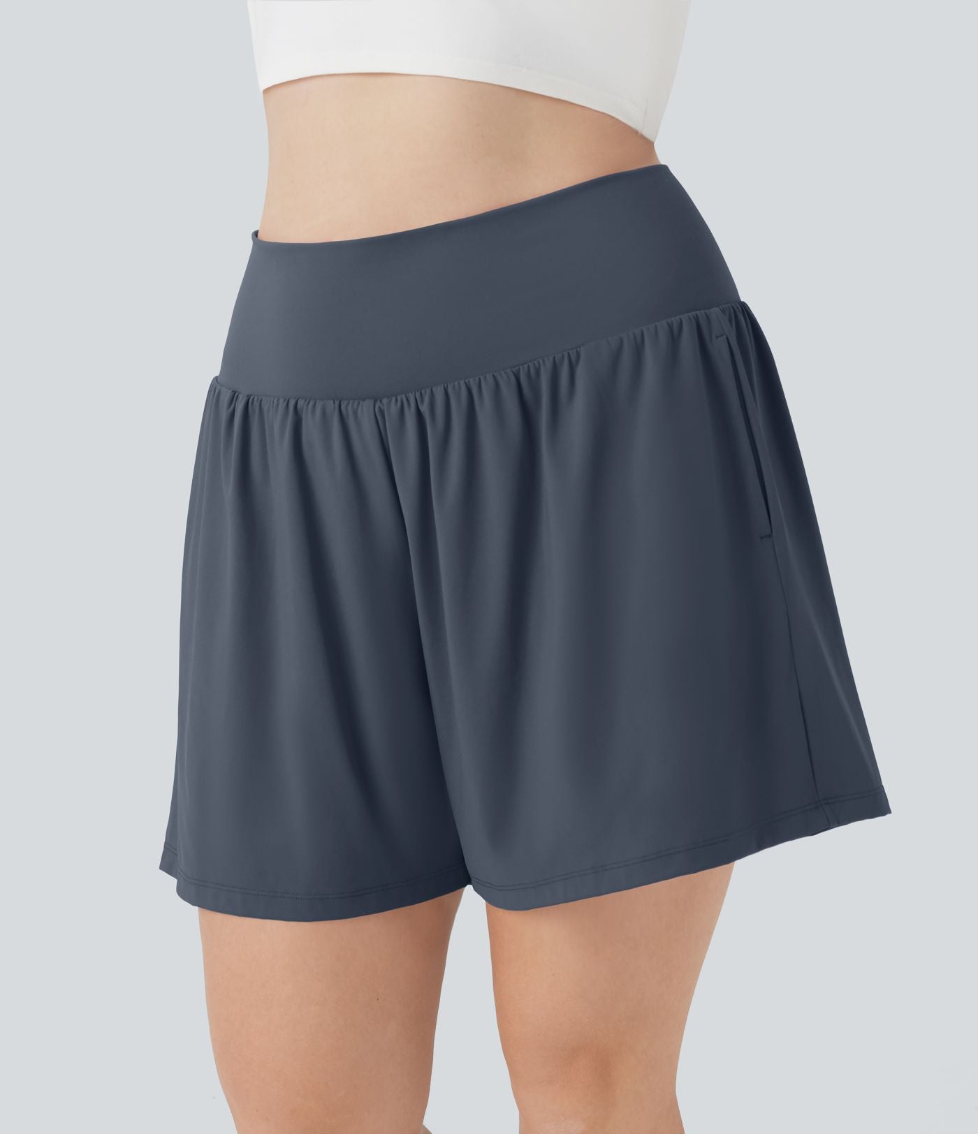 Short tailleur 2-en-1 Cool Touch yoga taille très haute Softlyzero™ Airy grande taille 17,5 cm avec poches