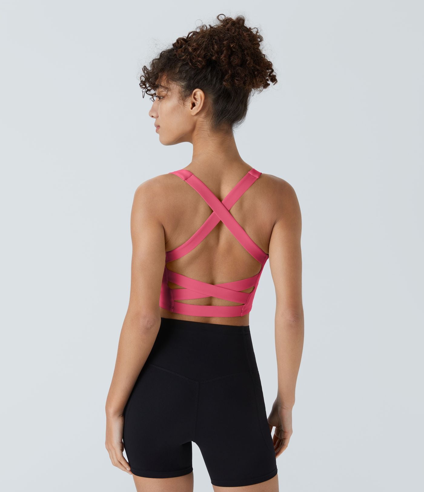 Débardeur yoga court SoftlyZero™ Airy col carré dos nu bretelles croisées effet frais InstantCool, bonnets A-C, protection solaire UPF50+