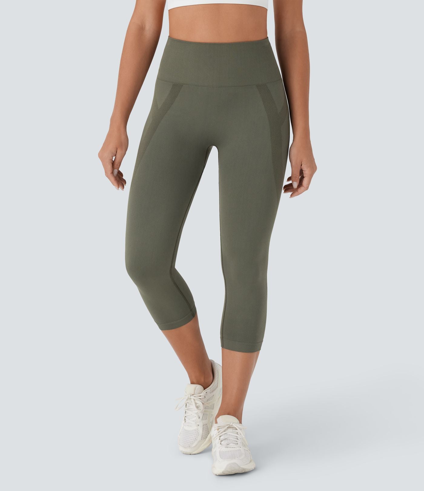 Legging capri yoga taille haute froncé sans couture OneForm Seamless Flow