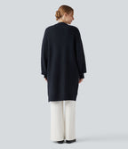 Cardigan long manches évêque avec fentes et découpes