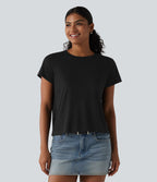 T-shirt décontracté col rond manches courtes