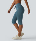 Legging de yoga Halara UltraSculpt™ chiné, taille haute, à cordon de serrage, séchage rapide, style caleçon avec poches
