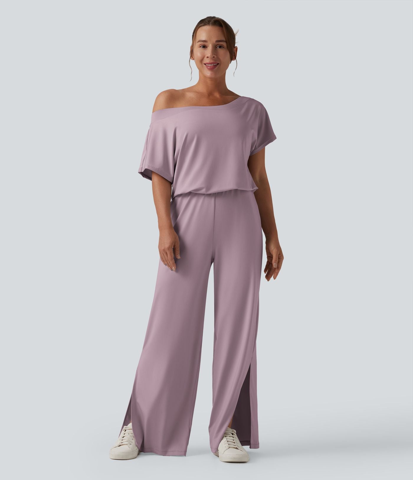 Combinaison casual asymétrique manches courtes avec poches et fente - Easy Peasy