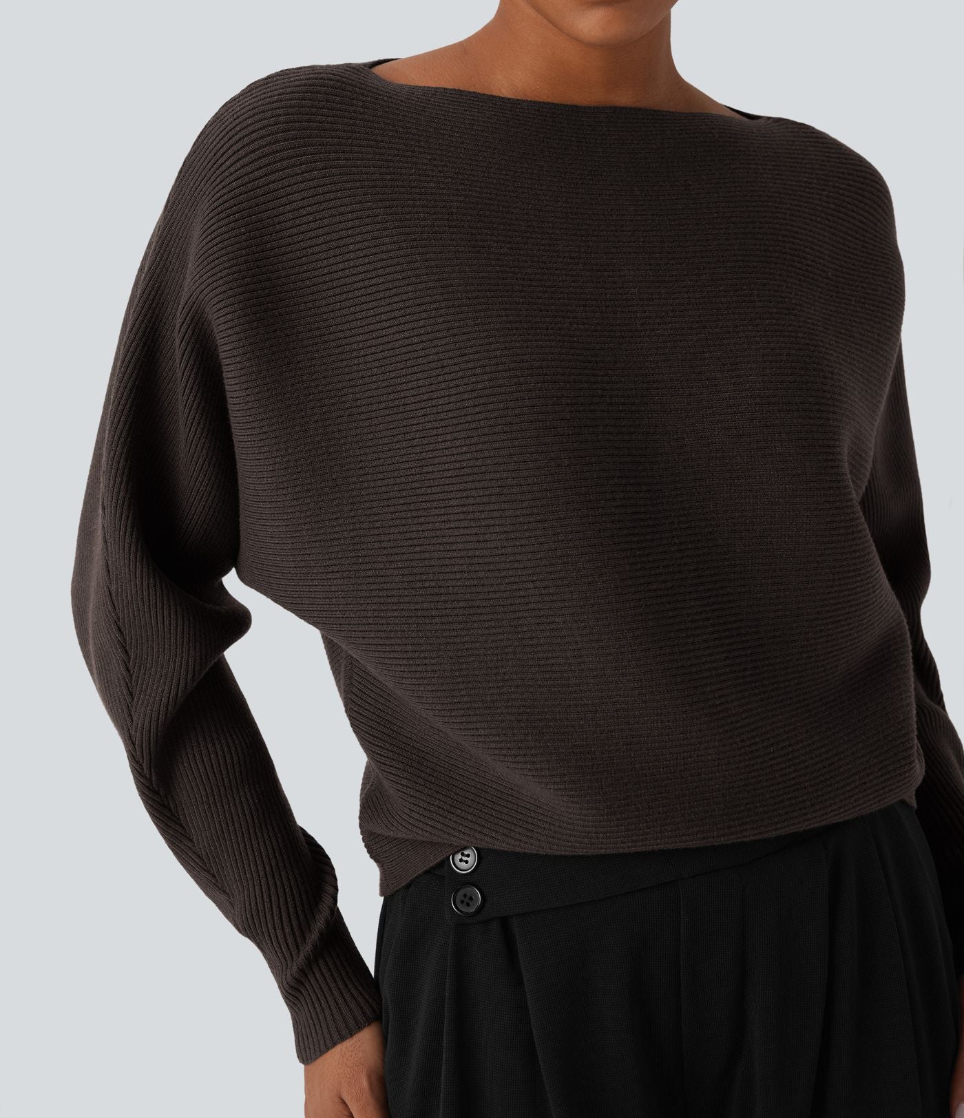 Pull décontracté col bateau manches chauve-souris