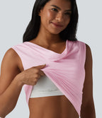 Halara haut décontracté en jersey de coton col bénitier sans manches soutien-gorge intégré bonnets B-DD