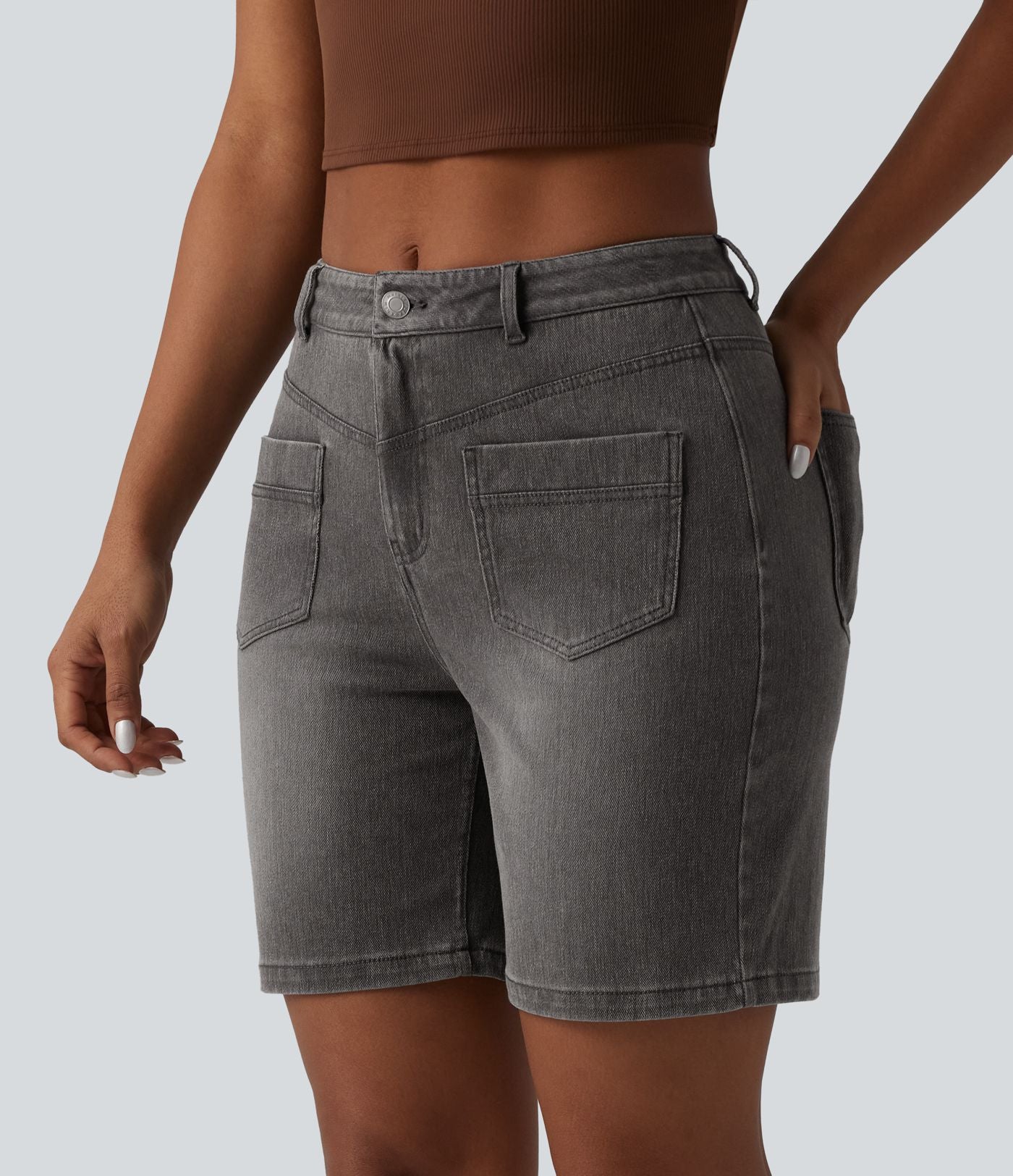Short denim décontracté Halara Flex™ taille mi-haute 17,5 cm avec poches