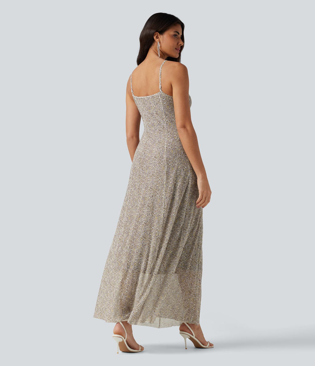 Robe nuisette longue fluide en tulle à pois pour demoiselle d'honneur et invitée de mariage