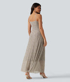 Robe nuisette longue fluide en tulle à pois pour demoiselle d'honneur et invitée de mariage