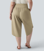 Pantalon capri grande taille Breezeful™ taille haute gainant à ourlet arrondi séchage rapide avec poches
