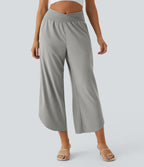 Breezeful™ Pantalon Fluide Vacances Séchage Rapide Taille Haute Croisée Poches Latérales Plissées Fente