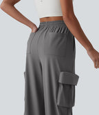 Pantalon cargo droit de sport taille haute effet frais InstantCool à séchage rapide, cordon de serrage et poches, protection solaire UPF40+