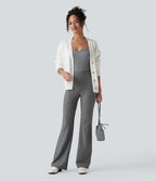 Pantalon de travail Halara Flex™ évasé à rayures, taille haute, avec poches