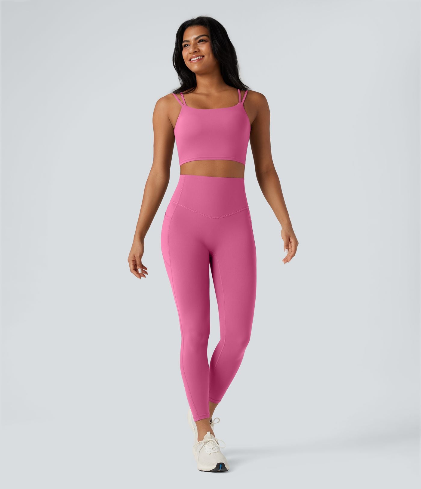 Débardeur yoga court Halara UltraSculpt™ double bretelles torsadé dos nu