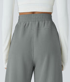 Pantalon velours côtelé de jogging décontracté à taille haute avec poches latérales