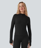 Veste yoga col montant à manches longues avec passants pouces Halara UltraSculpt™ avec poches