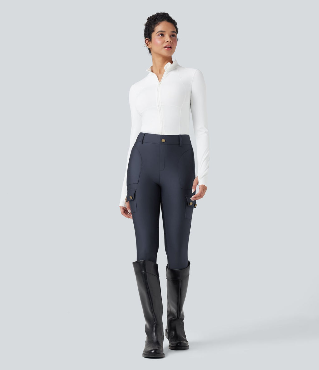 Legging 7/8 brillant taille haute avec poches