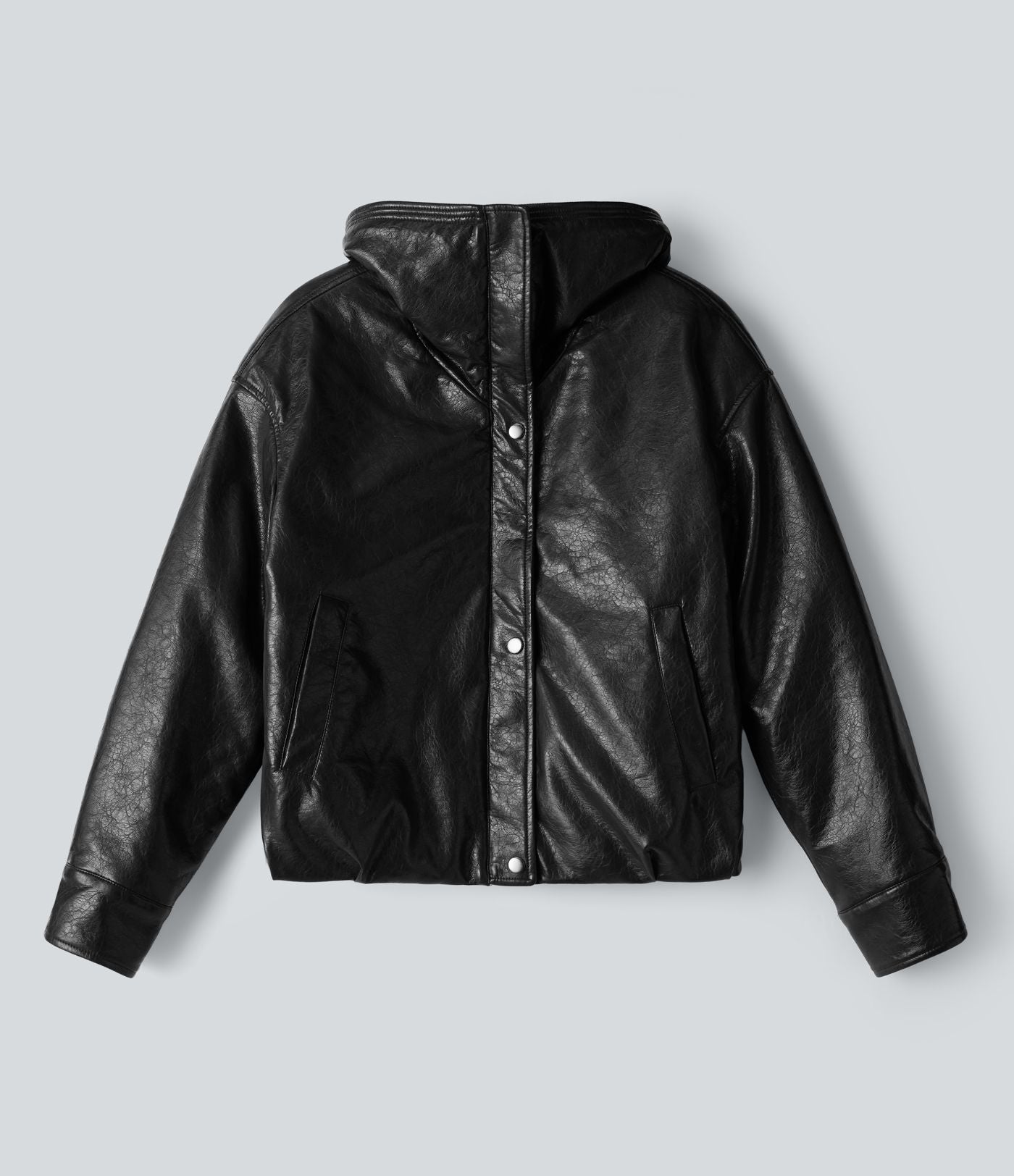 Veste casual en simili cuir à col en fausse fourrure et fermeture éclair avec poches