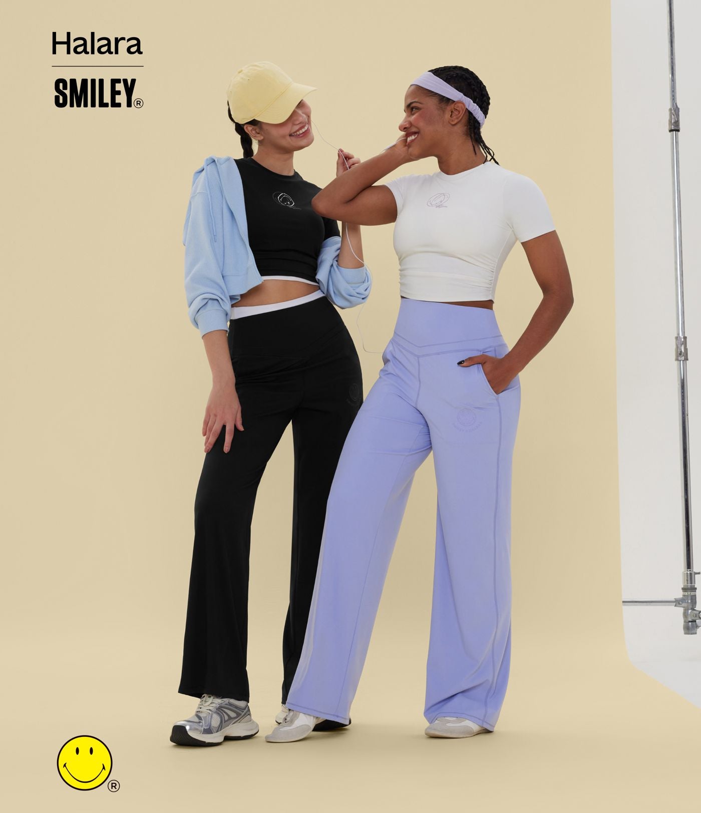 Pantalon de yoga droit Halara X Smiley® Halara UltraSculpt™ taille haute ventre plat avec poches