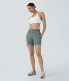 Short Course Biker Yoga Taille Haute avec Poches Latérales