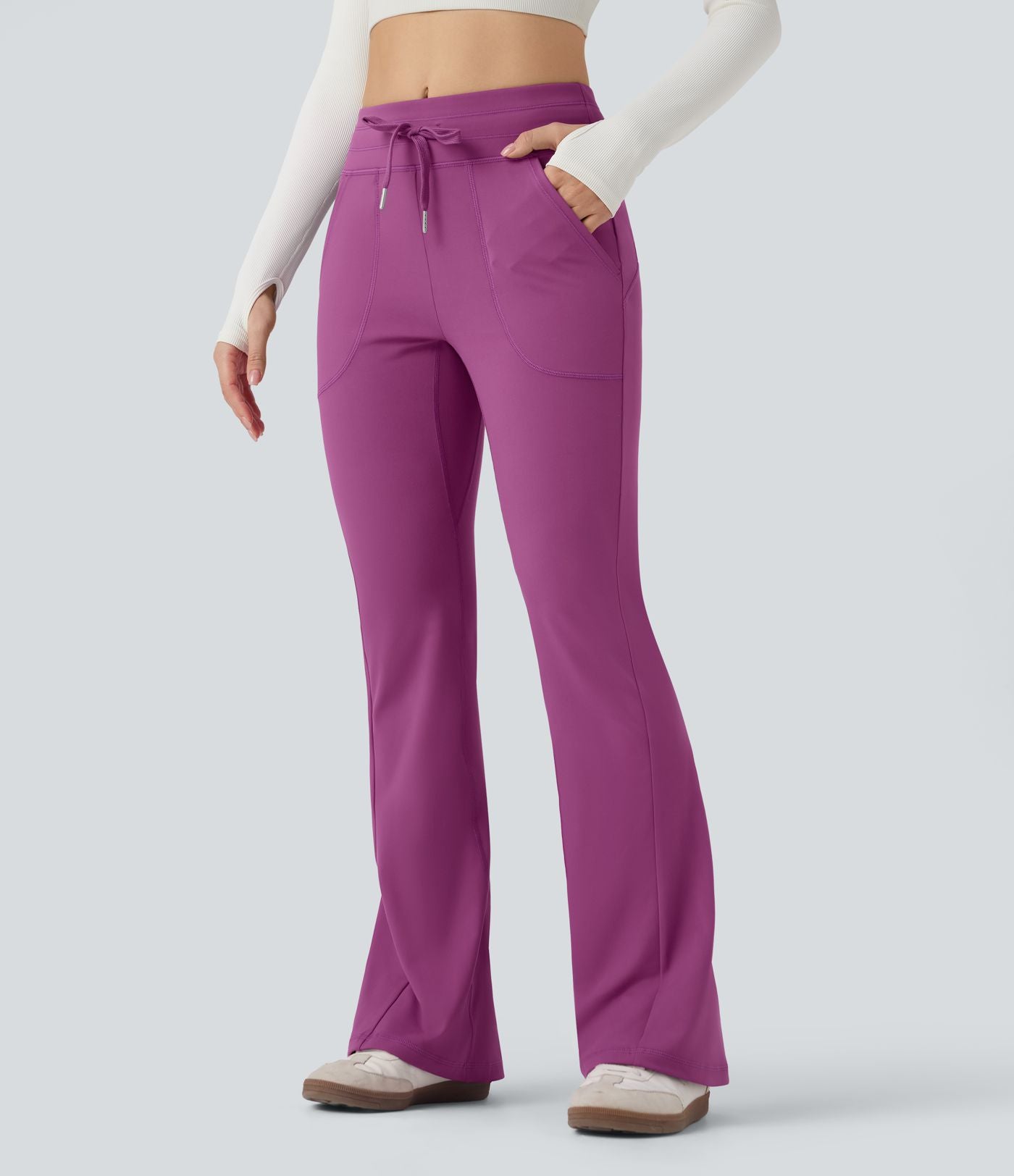 Pantalon évasé ajusté taille moyenne avec cordon de serrage DayStretch avec poches