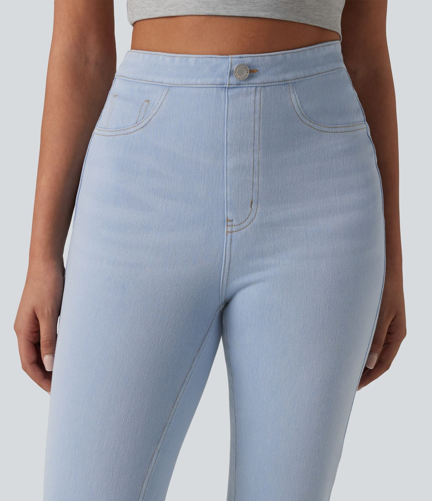 Legging 7/8 casual denim Halara Flex™ gainant taille haute avec poches
