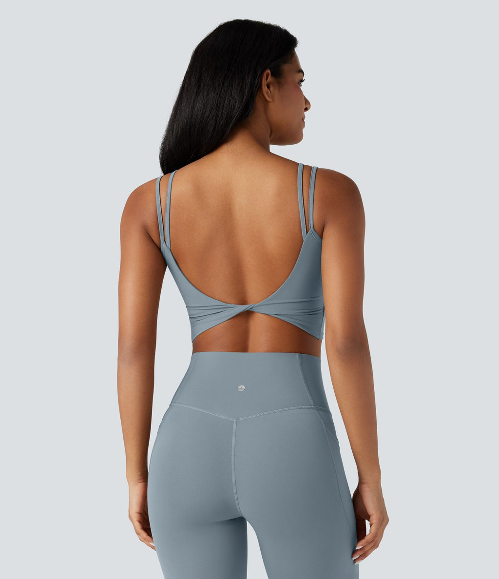 Débardeur yoga court Halara UltraSculpt™ double bretelles torsadé dos nu