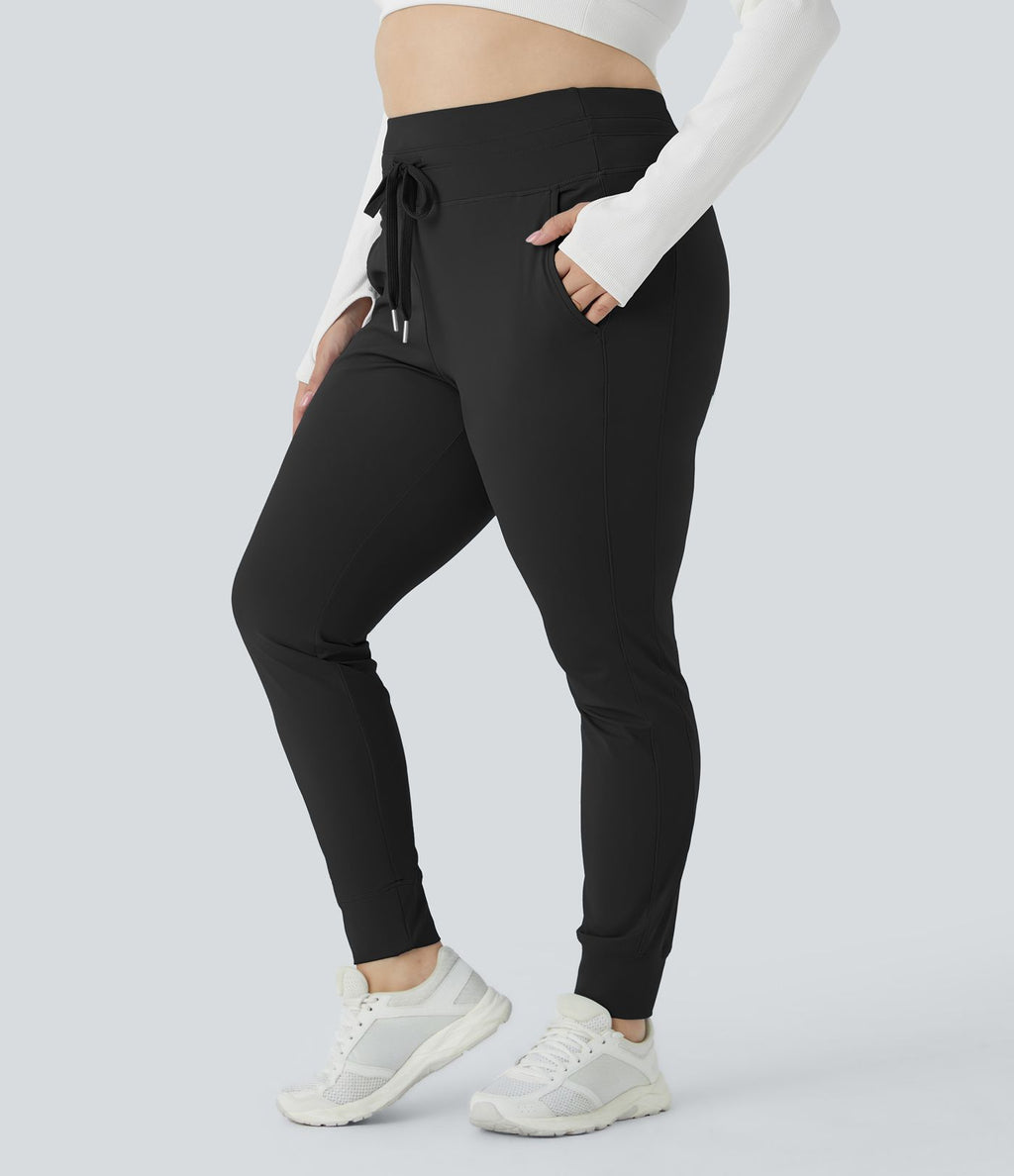 Jogging grande taille SoftlyZero™ Airy taille haute avec cordon de serrage poches latérales longueur complète effet frais InstantCool, protection solaire UPF50+