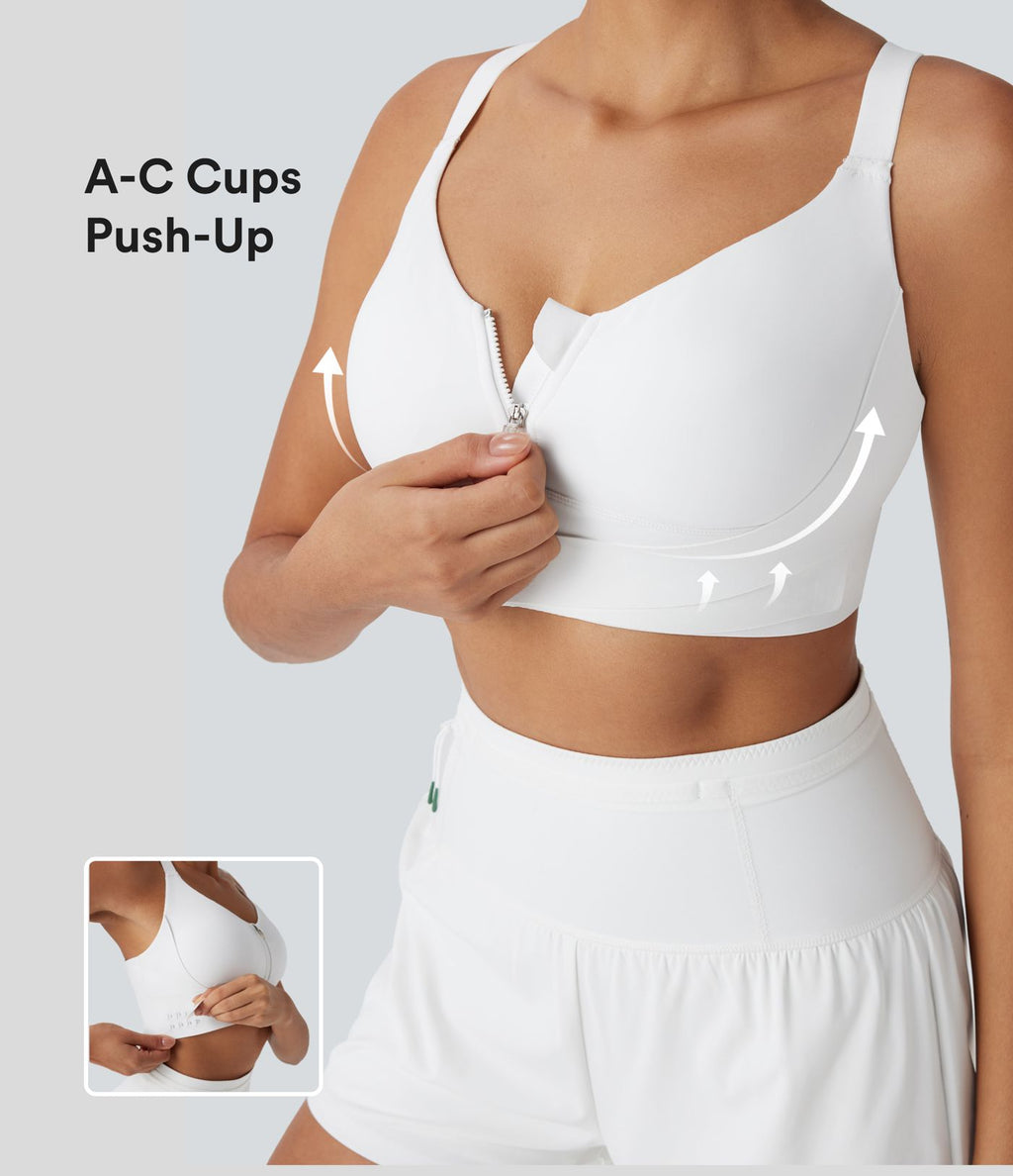 Brassière de sport course SpeedWave™ soutien intermédiaire push-up zip boucle réglable séchage rapide bonnets A-C