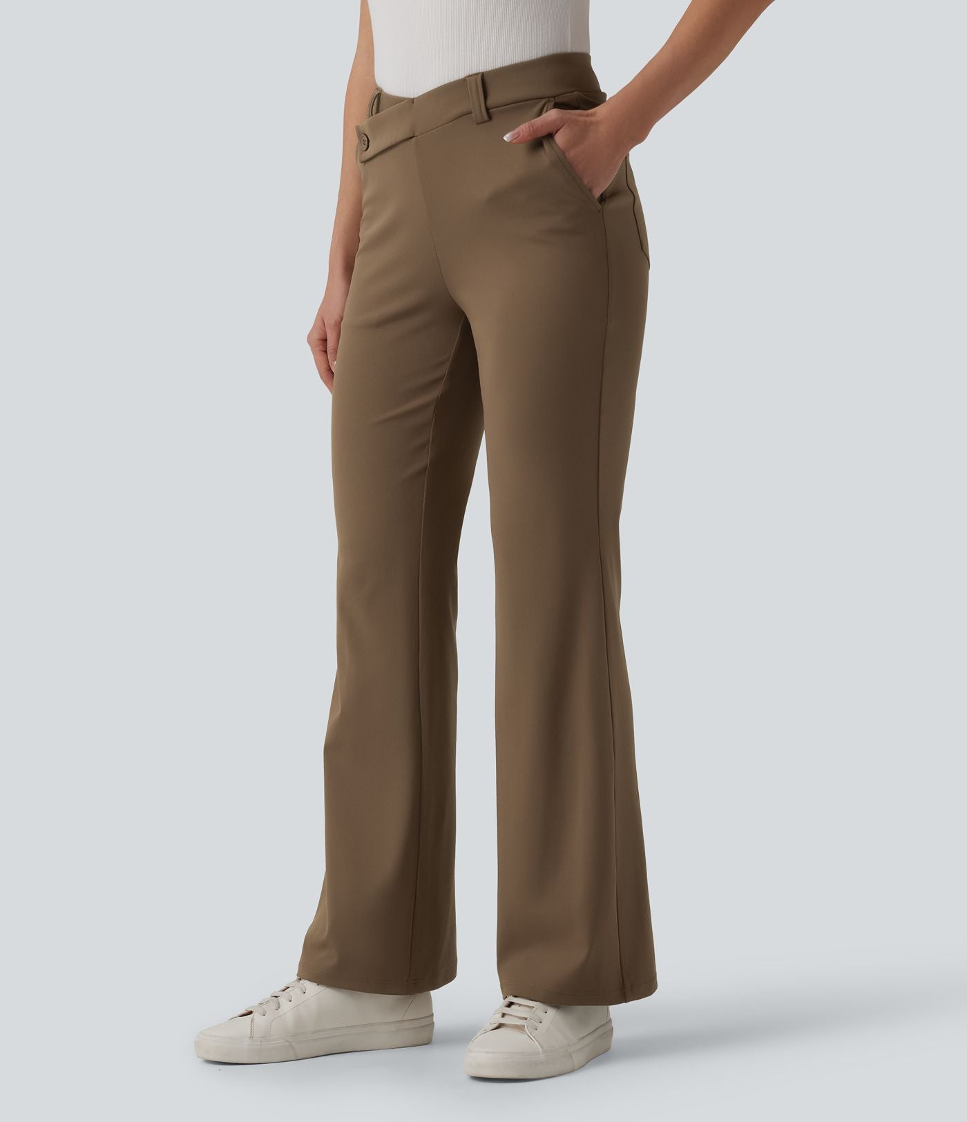 Pantalon tailleur évasé asymétrique Halara Flex™ DayStretch taille mi-haute avec poches