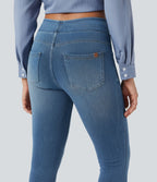Leggings 7/8 décontractés en denim taille haute avec poches Halara Flex™