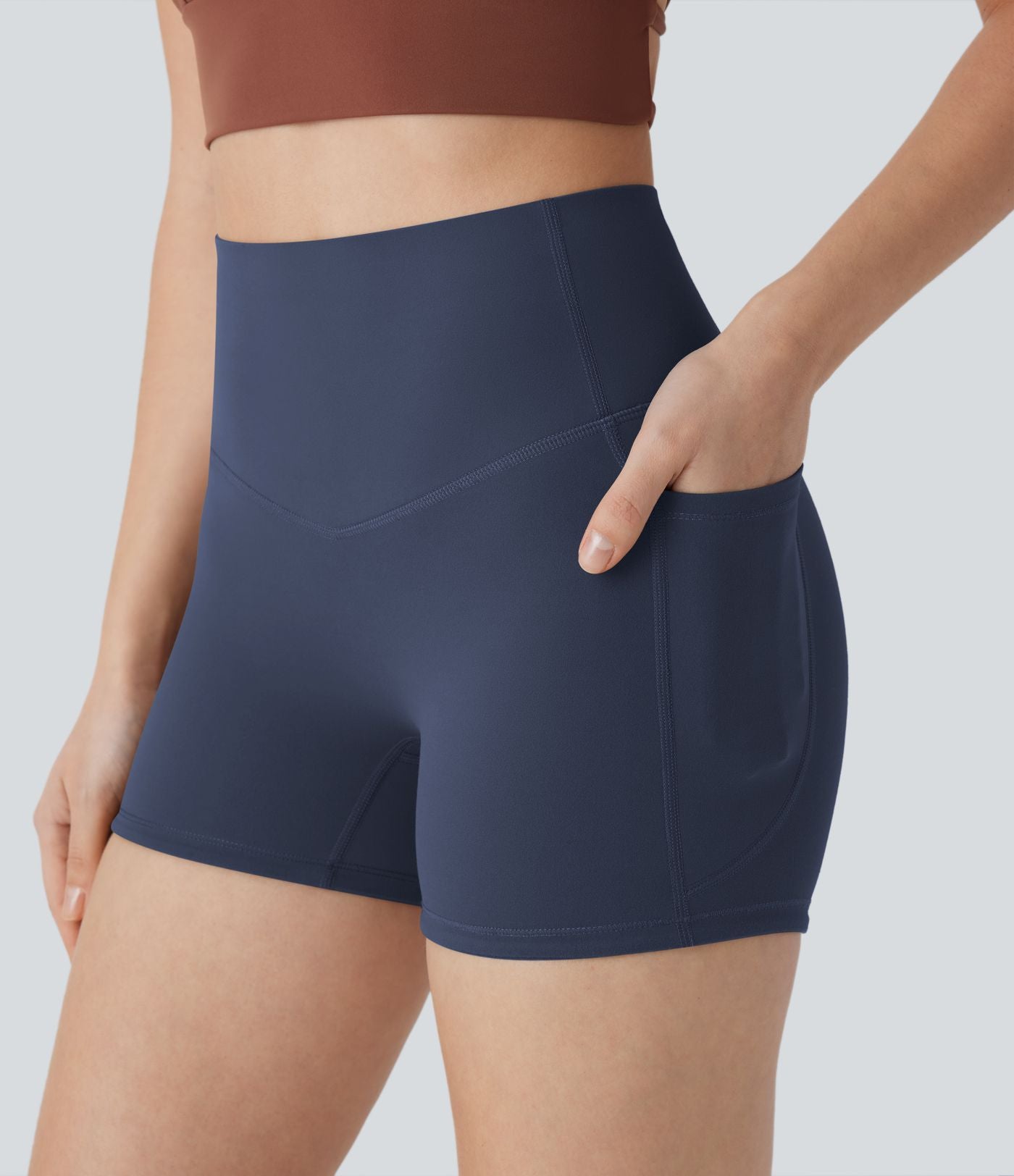 Short cycliste 7,5 cm d'entraînement gainant taille haute avec poches Halara UltraSculpt™