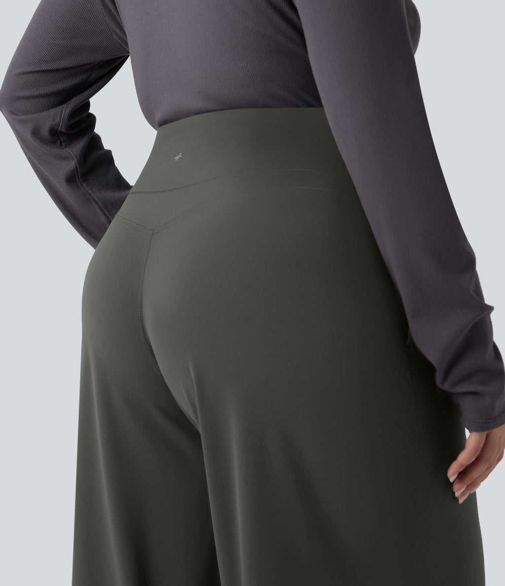 Pantalon de yoga grande taille jambes droites taille haute gainant Halara UltraSculpt™ avec poches