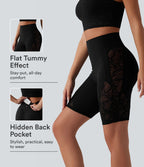 Short cycliste de yoga Halara UltraSculpt™ taille haute, gainant, en dentelle contrastée, 23 cm, avec poche