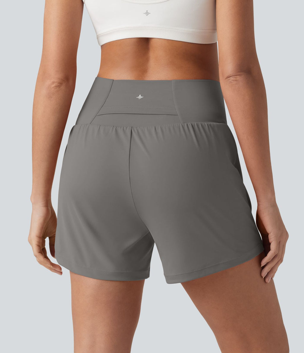 Short de yoga SoftlyZero™ Airy croisé taille haute 2-en-1 effet frais InstantCool 12,5 cm avec poches
