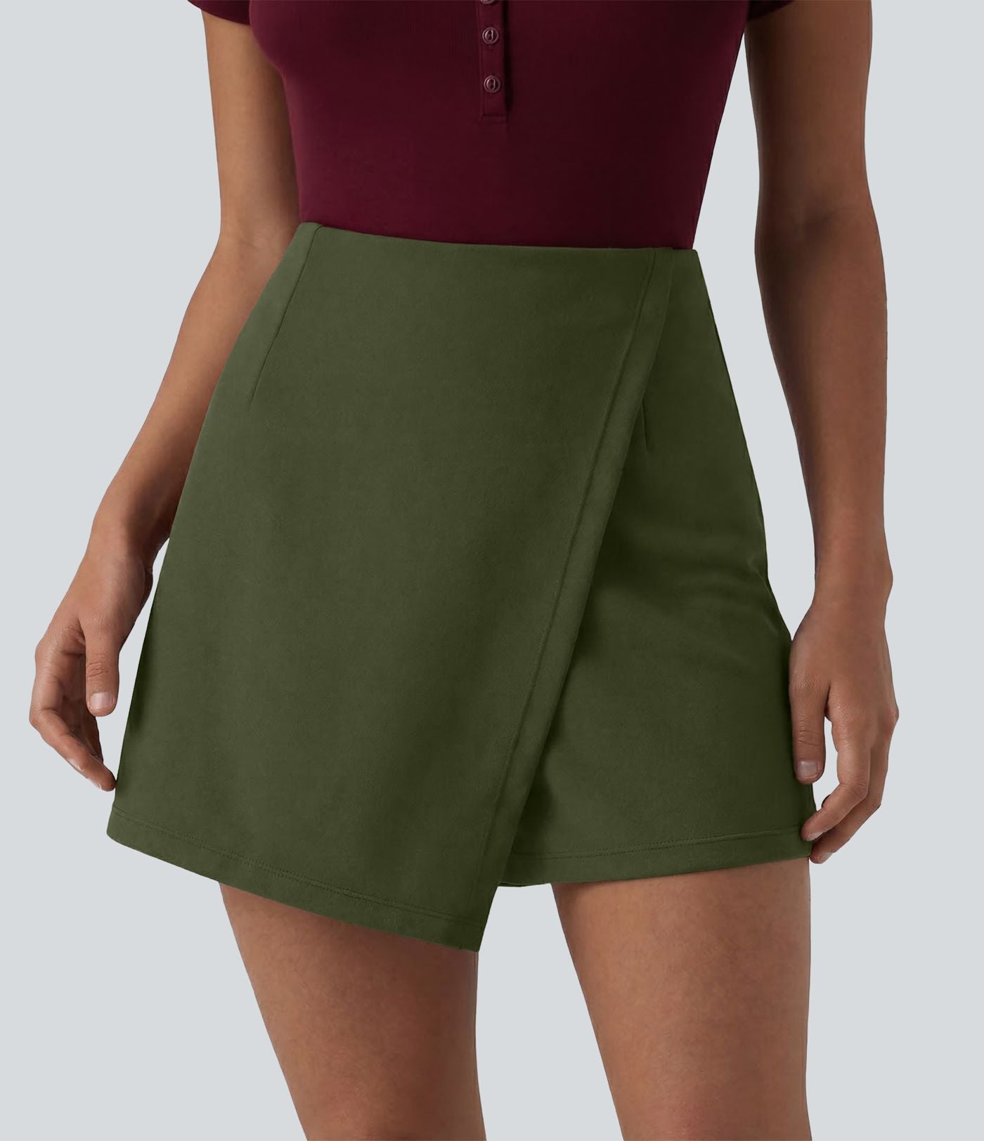 Jupe-short mini tailleur taille haute infroissable longueur rallongée