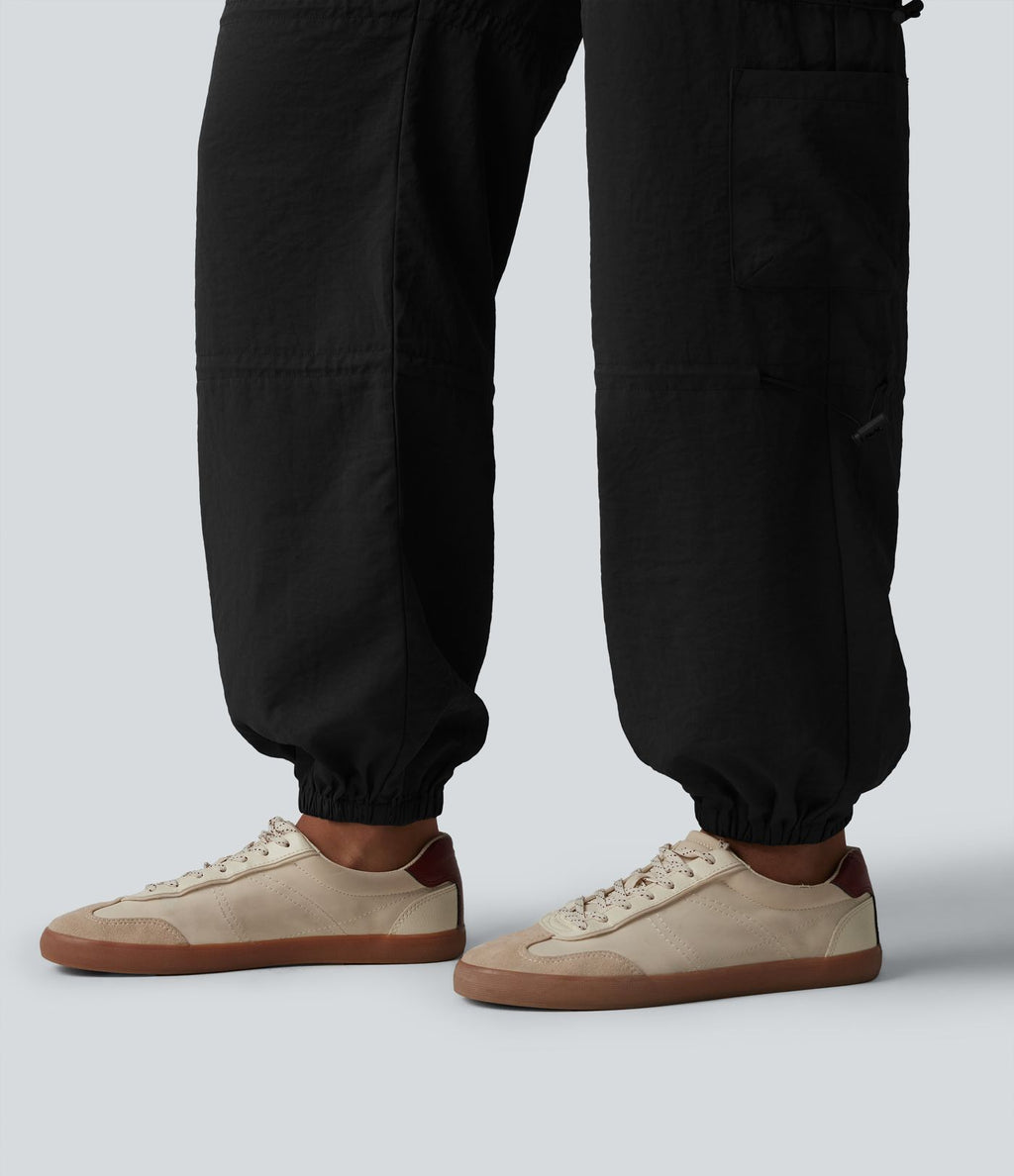 Jogging cargo taille mi-haute avec cordon de serrage réglable et poches