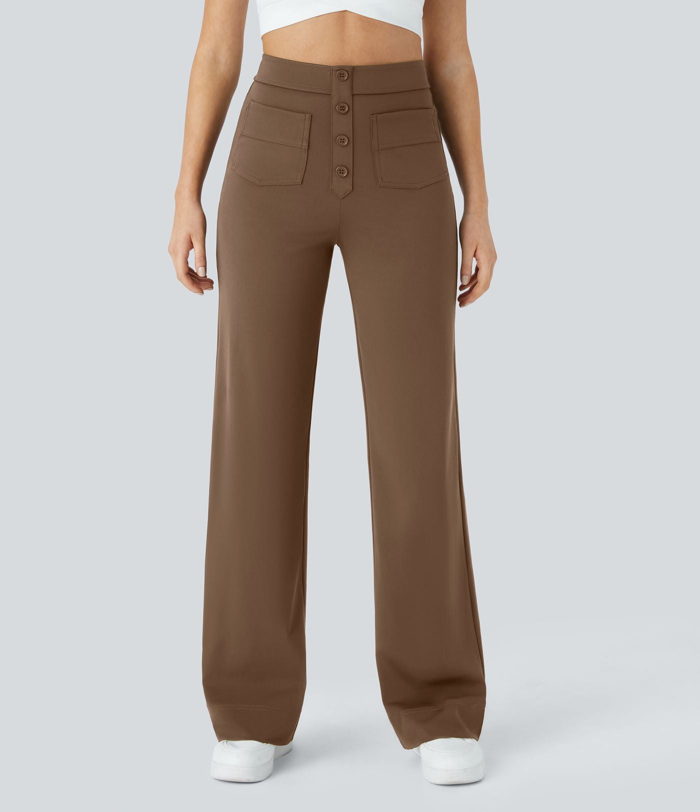 Pantalon taille haute coupe droite DayStretch avec poches