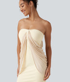 Robe maxi sirène SoftlyZero™ Plush bustier avec maintien intégré, coussinets amovibles et mesh contrasté