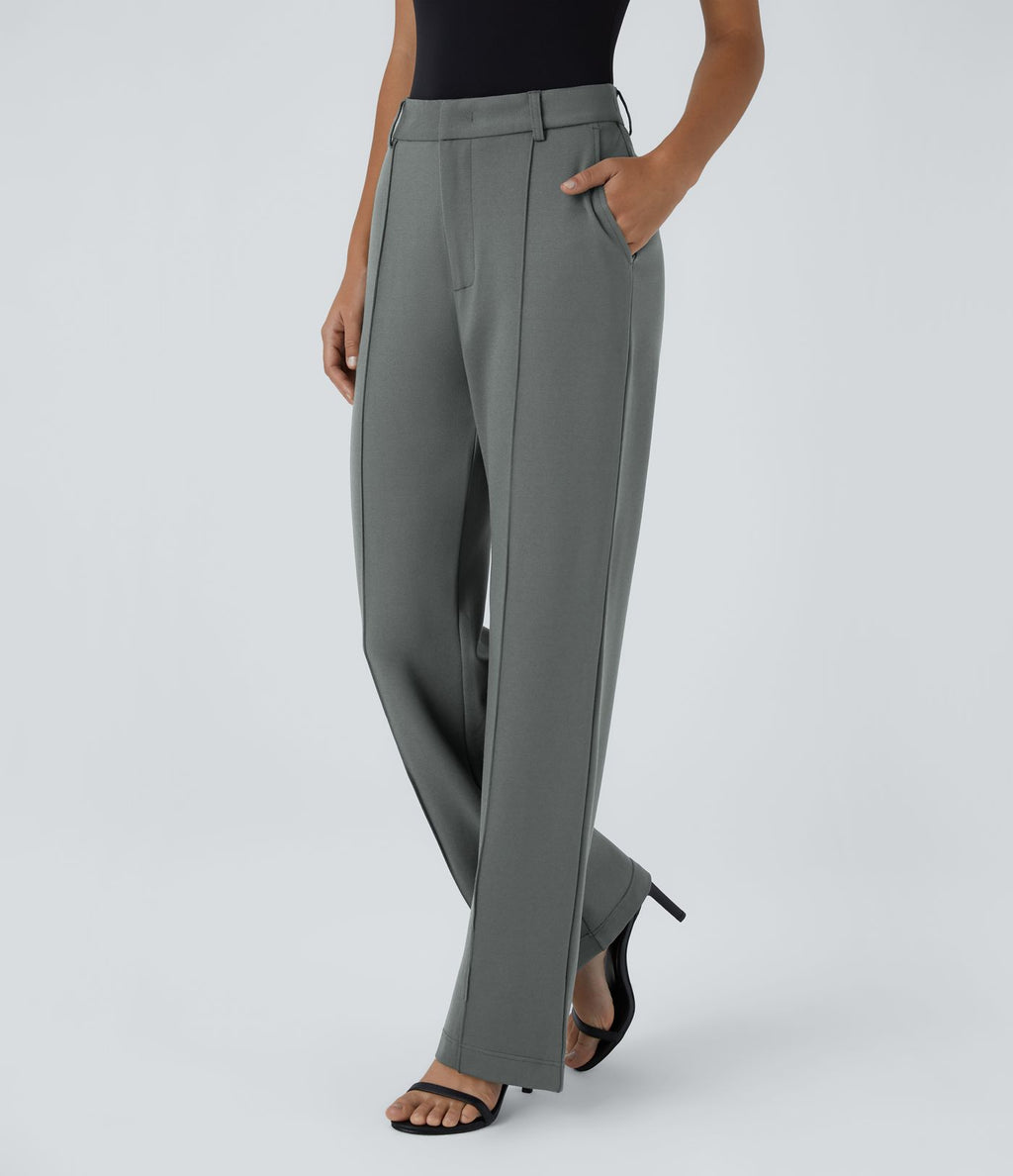 Pantalon de travail coupe droite zippé taille haute Halara Flex™ avec poches