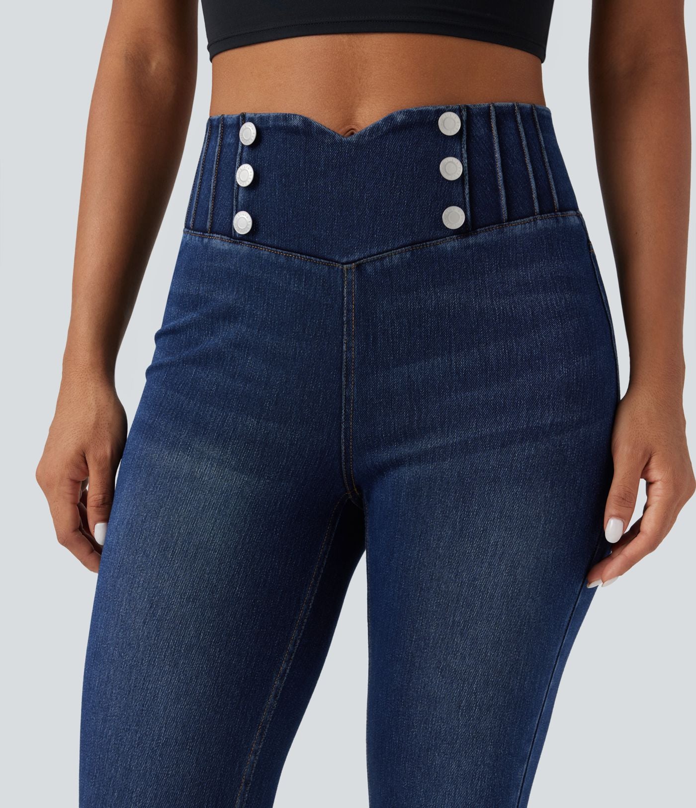 Legging 7/8 skinny en denim Halara Flex™ taille haute gainant avec poches