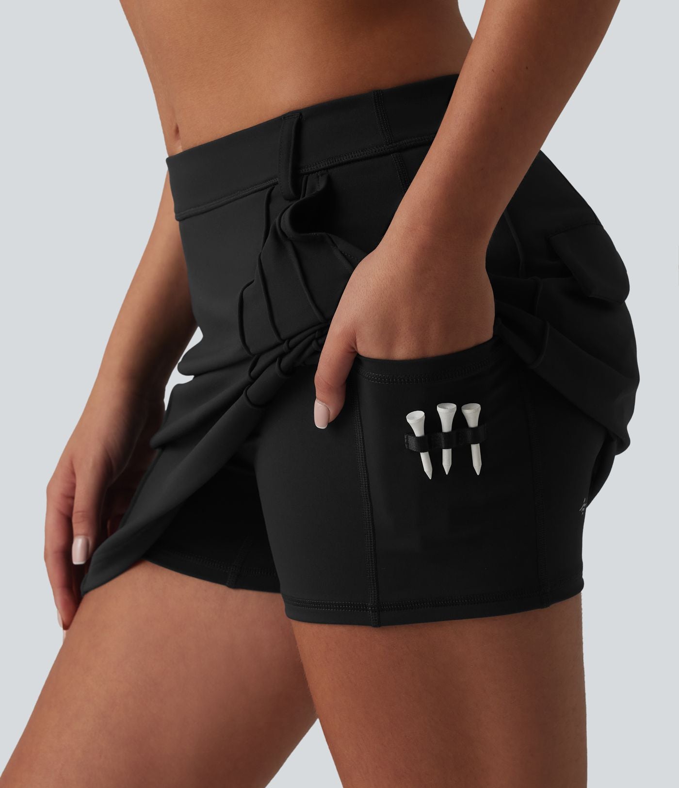 Jupe mini trapèze de golf 2-en-1 taille mi-haute avec poches