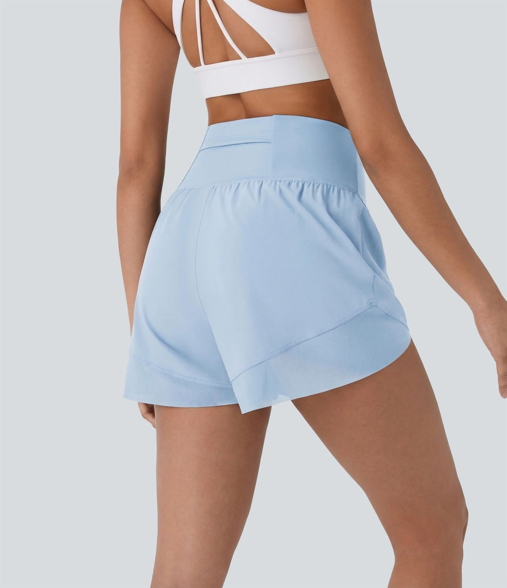 Breezeful™ Short yoga taille haute avec poche arrière ourlet croisé séchage rapide