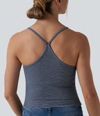Top débardeur denim décontracté Halara Flex™ col U brassière intégrée rayé