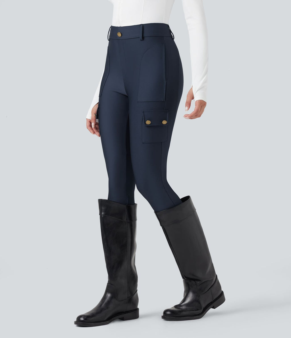 Legging 7/8 brillant taille haute avec poches